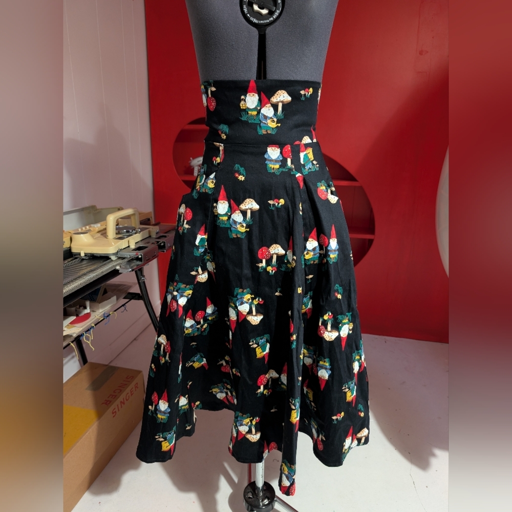 Gnome Print Black Skirt By Collectif Clothing 🍄